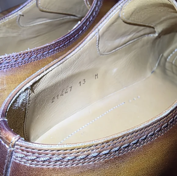 Magnanni Men’s Single Monk Strap Cap Toe Dress Shoes  Cognac Size 13M - Picture 4 of 5